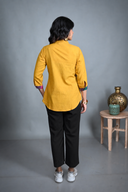 Yellow Handloom Cotton Pleated Top