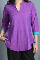 Purple Handloom Cotton Pleated Top