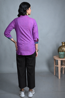 Purple Handloom Cotton Pleated Top