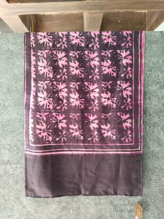 Pink Textured Block Print Silk Stole