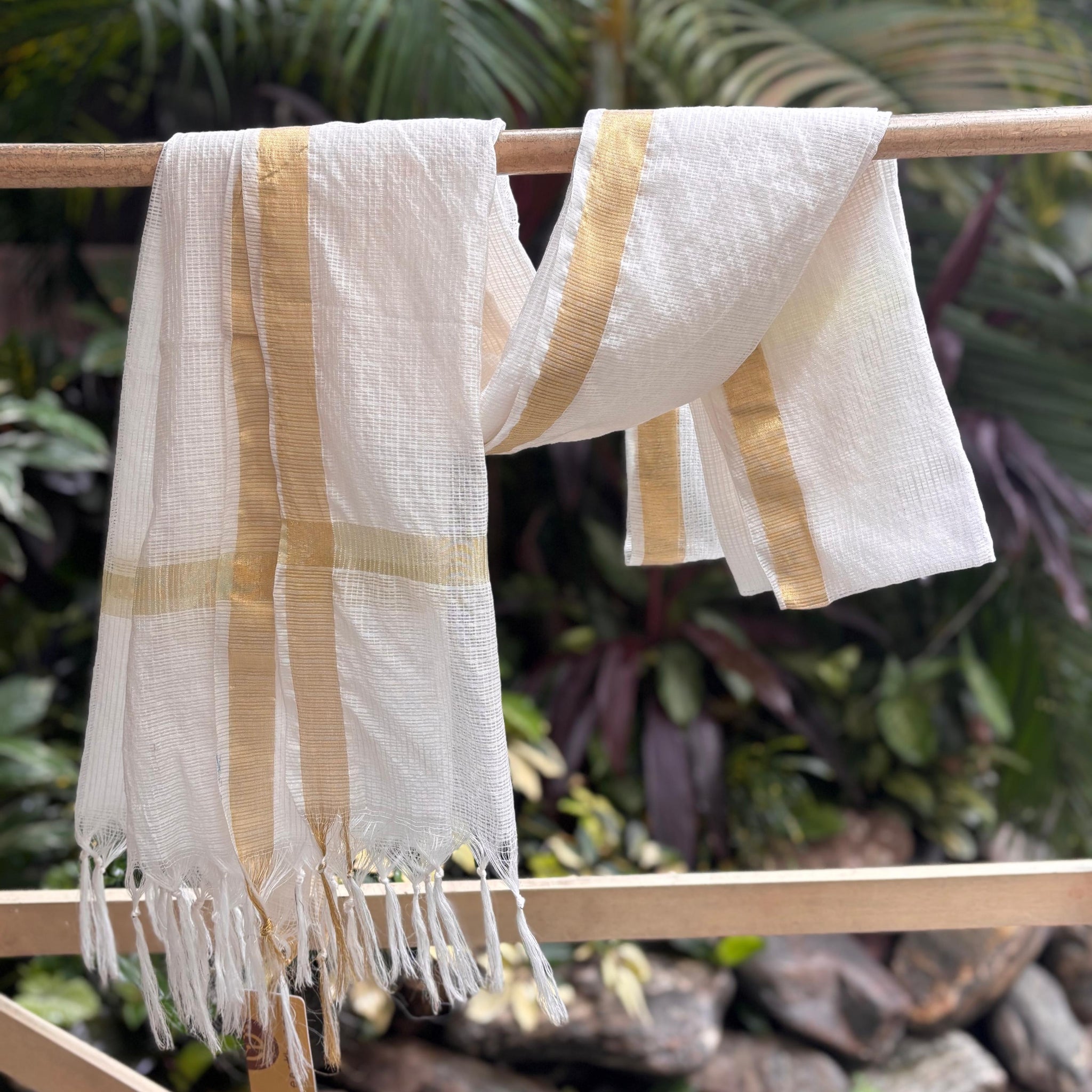 Ivory Checks Cotton Dupatta