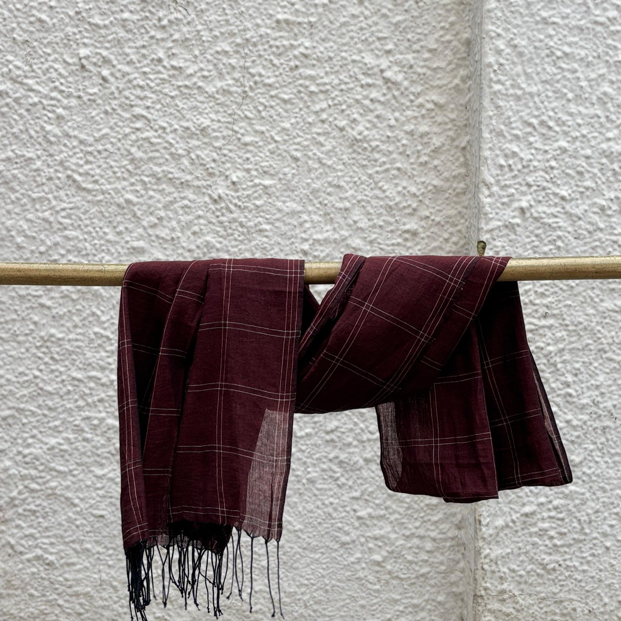 Brown Checks Handwoven Stole
