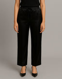 Black Silk Slub Flared Pants