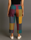 Mustard Multicolour Checks Handloom Cotton Flared Pants