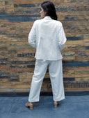 White Hand Embroidered Linen Blazer Co-ord Set (set of 2)
