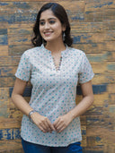 White Hand Block Printed Cotton Top