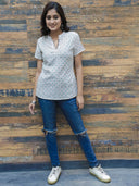 White Hand Block Printed Cotton Top