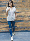 White Hand Block Printed Cotton Top