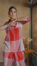 Red-White Checks Handloom Cotton Shirt