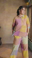 Purple-Blue Pastel Checks Handloom Cotton Co-ord Set (set of 2)