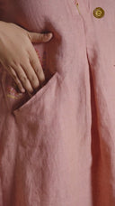 Rose Pink Pure Linen Hand Embroidered Dress