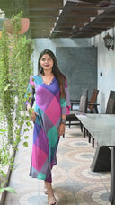Pink-Purple Checks Handloom Cotton Bias Dress