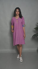Pastel Pink Fish Hand Embroidered Handloom Cotton Antifit Dress