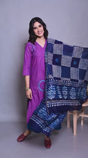 Purple Hand Embroidered Handloom Cotton Kurta Set (set of 2)