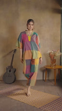 Mustard Multicolour Checks Handloom Cotton Antifit Top