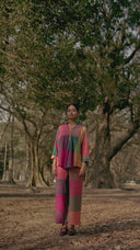 Mustard Multicolour Checks Handloom Cotton Antifit Co-ord Set with Button Detailing (set of 2)