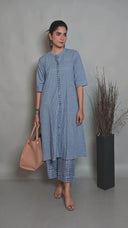 Blue Striped Handloom Cotton Kurta Set (set of 2)