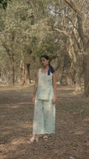Powder Blue Cotton Woven Buti Sleeveless Co-ord Set (set of 2)