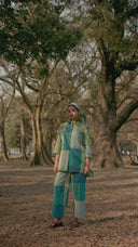Lime Checks Handloom Cotton High-Low Co-ord Set (set of 2)