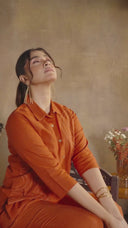 Rust Red Handloom Cotton Hand Embroidered Antifit Top