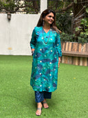 Teal Tassar Silk Purnima Dress