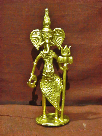 Dhokra Craft Curio Ganesha Standing With Trishul