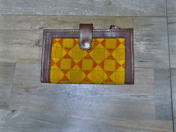 Mustard Handcrafted Bengal Kantha Embroidery Clutch Wallet
