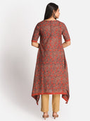 Brown Ajrakh Hand Block Printed Cotton Kurta