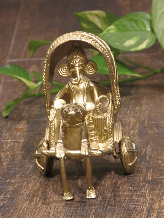 Dhokra Craft Curio-Ganesh With Mouse Rikhshaw