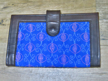 Blue Handcrafted Bengal Kantha Embroidery Clutch Wallet