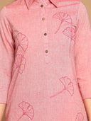 Red Hand Embroidered Cotton Kurta