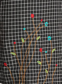 Black Checks Floral Hand Embroidered Cotton Dress