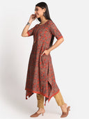 Brown Ajrakh Hand Block Printed Cotton Kurta