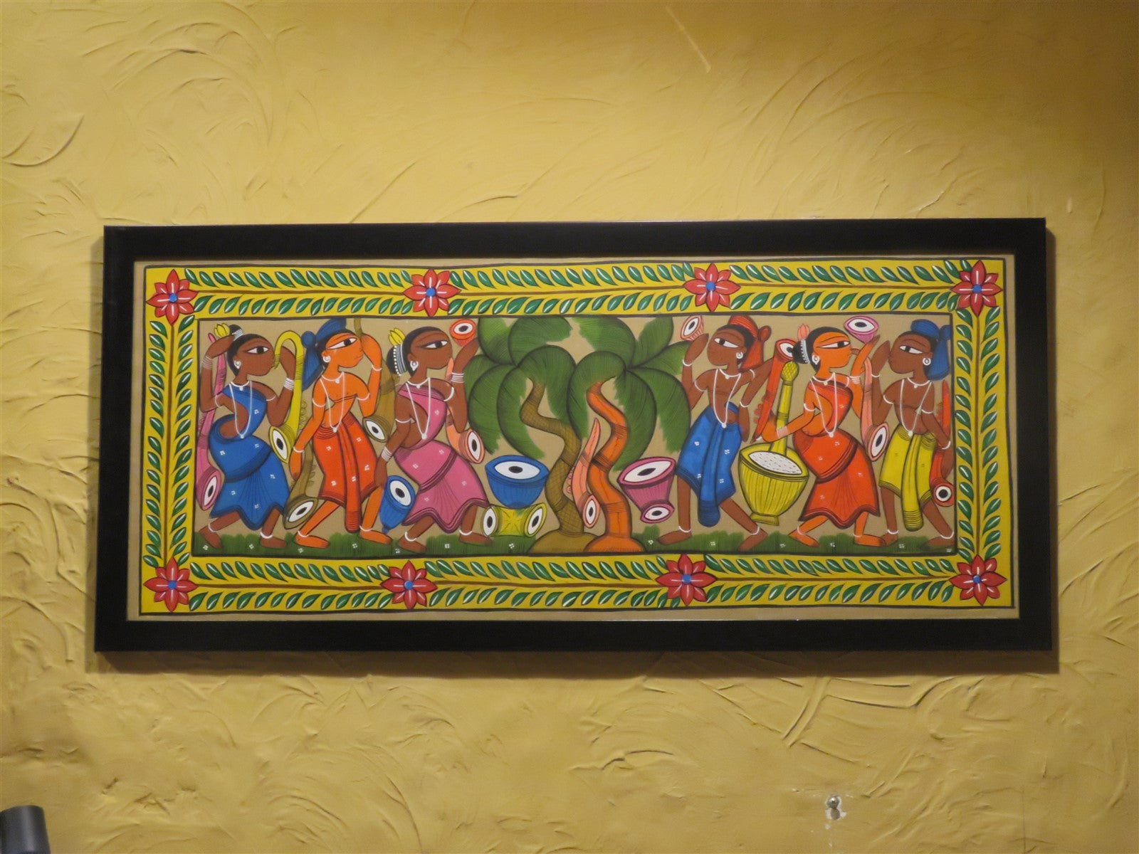 Tribal Dance Patachitra Hand Painted Wall Art Large