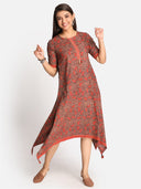 Brown Ajrakh Hand Block Printed Cotton Kurta