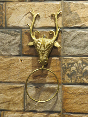 Brass Dhokra Craft Deer Face Door Knocker