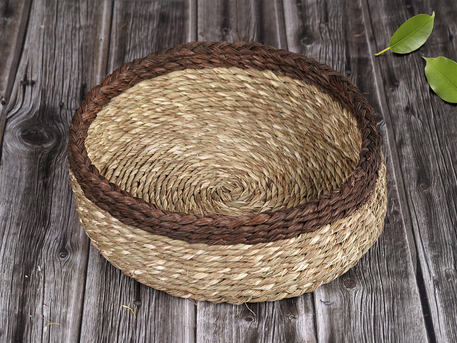 Handcrafted Sabai Grass Round Utility Tray-Brown