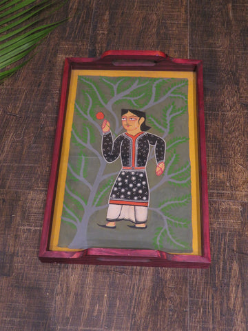 Patachitra Hand Painted Wooden Serving Tray