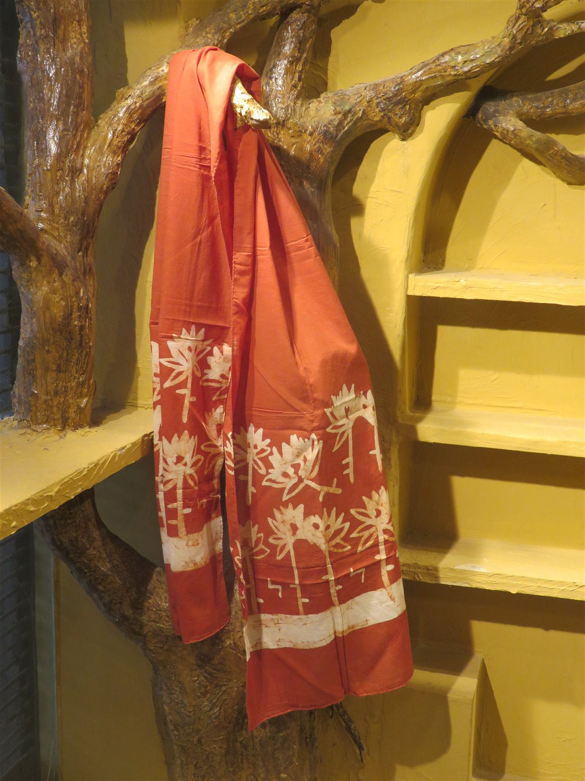 Brown Hand Batik Printed Mul Cotton Stole