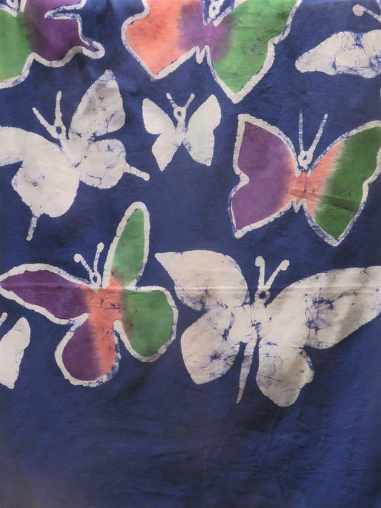 Indigo Butterfly All Over Hand Batik Printed Mul Cotton Stole