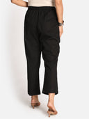 Black Cotton Regular Fit Pants