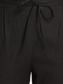 Black Cotton Regular Fit Pants