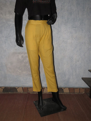 Yellow Regular Fit Cotton Pant