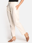 Off-White Cotton Regular Fit Pants