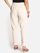 Off-White Cotton Regular Fit Pants