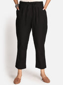 Black Cotton Regular Fit Pants
