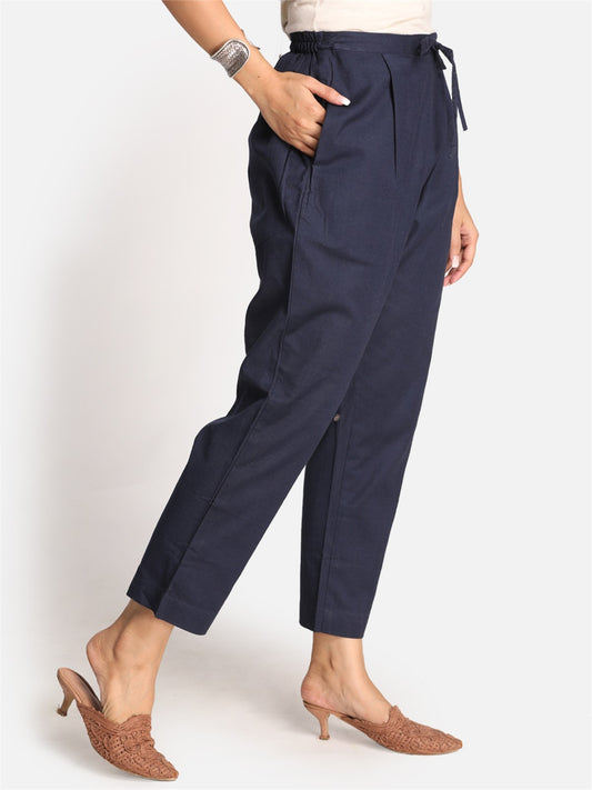 Indigo Regular Fit Cotton Pants